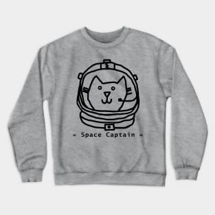 Space Captain Yellow Cat Astronaut Portrait Outline Crewneck Sweatshirt